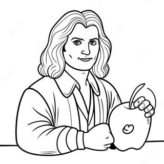 Isaac Newton With Apple Coloring Page 45864-38082