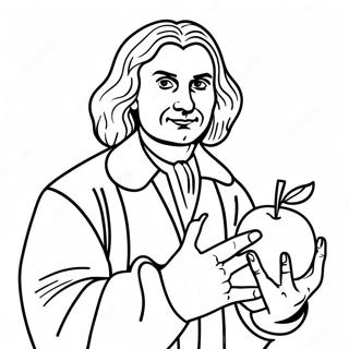 Isaac Newton With Apple Coloring Page 45864-38083