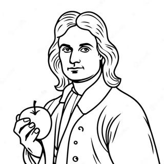 Isaac Newton With Apple Coloring Page 45864-38084