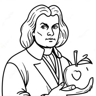 Isaac Newton With Apple Coloring Page 45864-38221