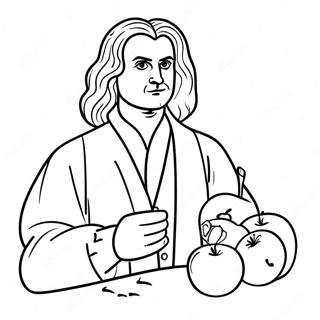 Isaac Newton With Apple Coloring Page 45864-38222