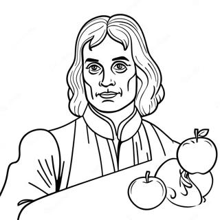 Isaac Newton With Apple Coloring Page 45864-38223