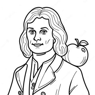 Isaac Newton With Apple Coloring Page 45864-38224