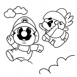 Cappy Flying With Mario Coloring Page 4592-3694