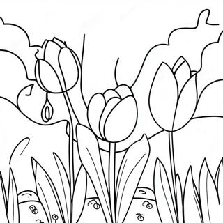 Vibrant Tulip Garden Coloring Page 45944-38274