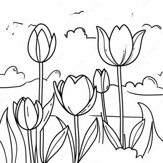 Vibrant Tulip Garden Coloring Page 45944-38275