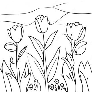 Vibrant Tulip Garden Coloring Page 45944-38276