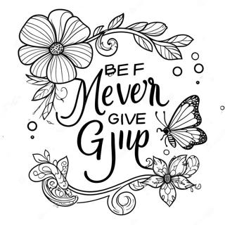 Never Give Up Motivational Quote Coloring Page 45973-38300