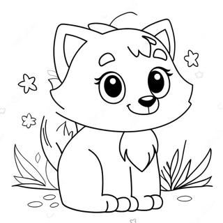 Cute Anime Wolf With Flowers Coloring Page 46004-38333