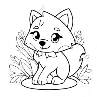 Cute Anime Wolf With Flowers Coloring Page 46004-38335