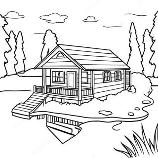 Lake House Cabin Coloring Pages