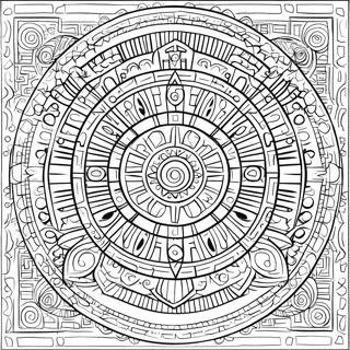 Intricate Aztec Calendar Design Coloring Page 46054-38361