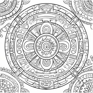 Intricate Aztec Calendar Design Coloring Page 46054-38362