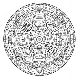 Intricate Aztec Calendar Design Coloring Page 46054-38363