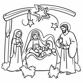 Festive Spanish Nativity Scene Coloring Page 46204-38482