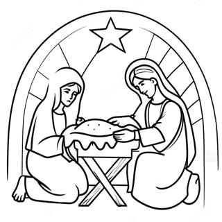 Festive Spanish Nativity Scene Coloring Page 46204-38483