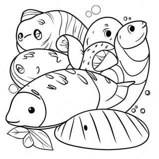 Colorful 5 Loaves And 2 Fish Scene Coloring Page 46254-38525