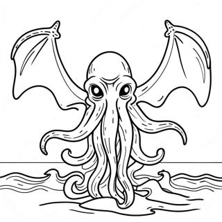 Cthulhu Rising From The Ocean Coloring Page 46304-38566