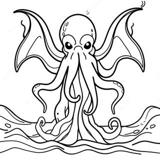 Cthulhu Rising From The Ocean Coloring Page 46304-38567