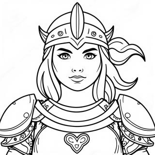 Brave Female Warrior In Armor Coloring Page 46334-38601