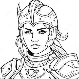 Brave Female Warrior In Armor Coloring Page 46334-38603