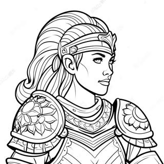 Brave Female Warrior In Armor Coloring Page 46334-38604