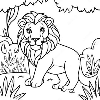 Majestic Lion In The Jungle Coloring Page 46374-38626