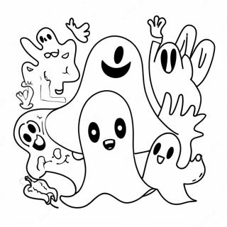 Spooky Ghosts Doodle Art Coloring Page 46384-38629