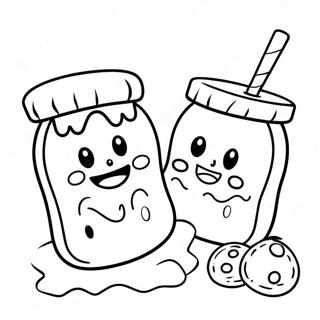 Cute Peanut Butter And Jelly Characters Coloring Page 46394-38639