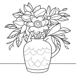 Flower Vase With Colorful Blooms Coloring Page 46403-38646