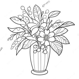 Flower Vase With Colorful Blooms Coloring Page 46403-38647