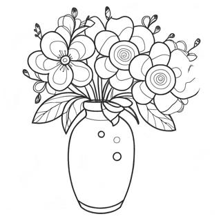 Flower Vase With Colorful Blooms Coloring Page 46403-38648