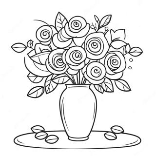 Elegant Flower Vase With Roses Coloring Page 46404-38642