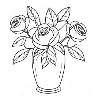 Elegant Flower Vase With Roses Coloring Page 46404-38643