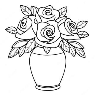 Elegant Flower Vase With Roses Coloring Page 46404-38644