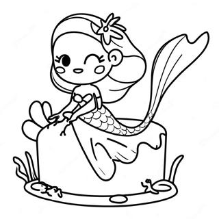 Mermaid Cake Coloring Page 46433-38666