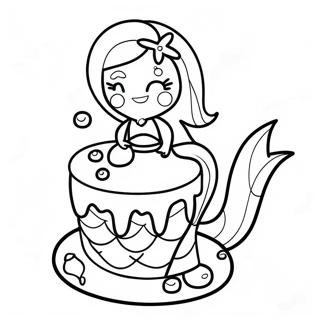 Mermaid Cake Coloring Page 46433-38668