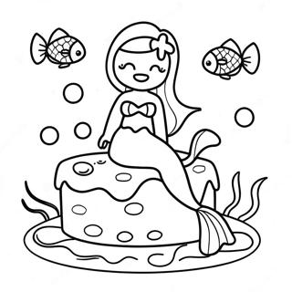 Underwater Mermaid Cake Coloring Page 46434-38677