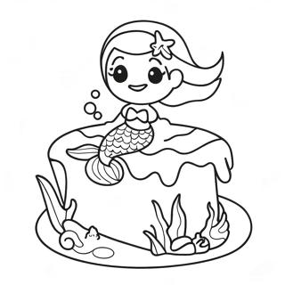 Underwater Mermaid Cake Coloring Page 46434-38679