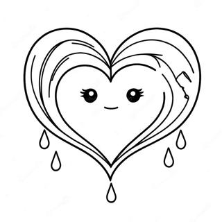 Sad Emo Broken Heart With Tears Coloring Page 46464-38695