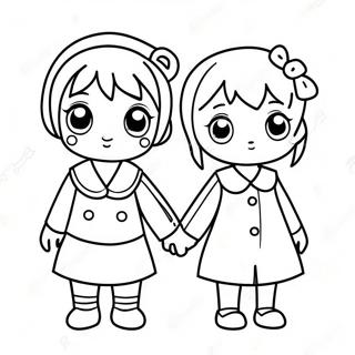 Cute Anime Couple Holding Hands Coloring Page 46494-38713