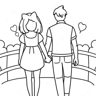 Cute Anime Couple Holding Hands Coloring Page 46494-38714