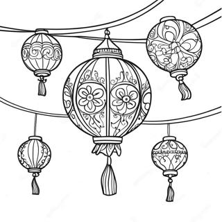 Colorful Tangled Lanterns In The Night Sky Coloring Page 46574-38777