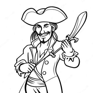 Pirate Captain Hook With Sword Coloring Page 46644-38834