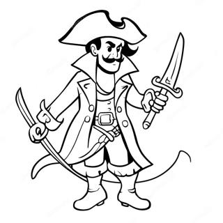 Pirate Captain Hook With Sword Coloring Page 46644-38835