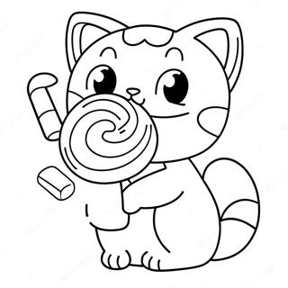 Cute Candy Cat With Lollipop Coloring Page 46714-38892