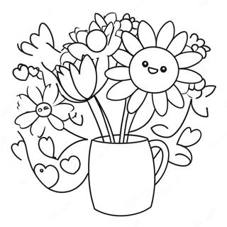 Cute Mother S Day Flowers Coloring Page 4672-3759