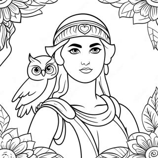 Athena With Owl Coloring Page 46744-38911