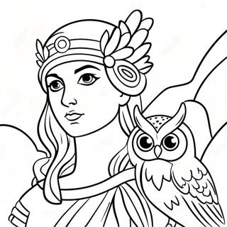 Athena With Owl Coloring Page 46744-38912