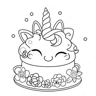 Sparkling Unicorn Birthday Cake Coloring Page 46784-38945